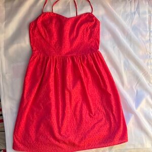 Vibrant Red/Dark Coral Eyelet Dress Old Navy women’s medium.